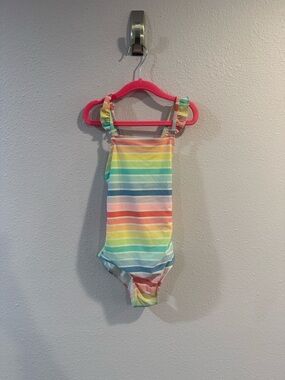 Cat & Jack Rainbow Stripe One-Piece Swimsuit Sz M (7/8)